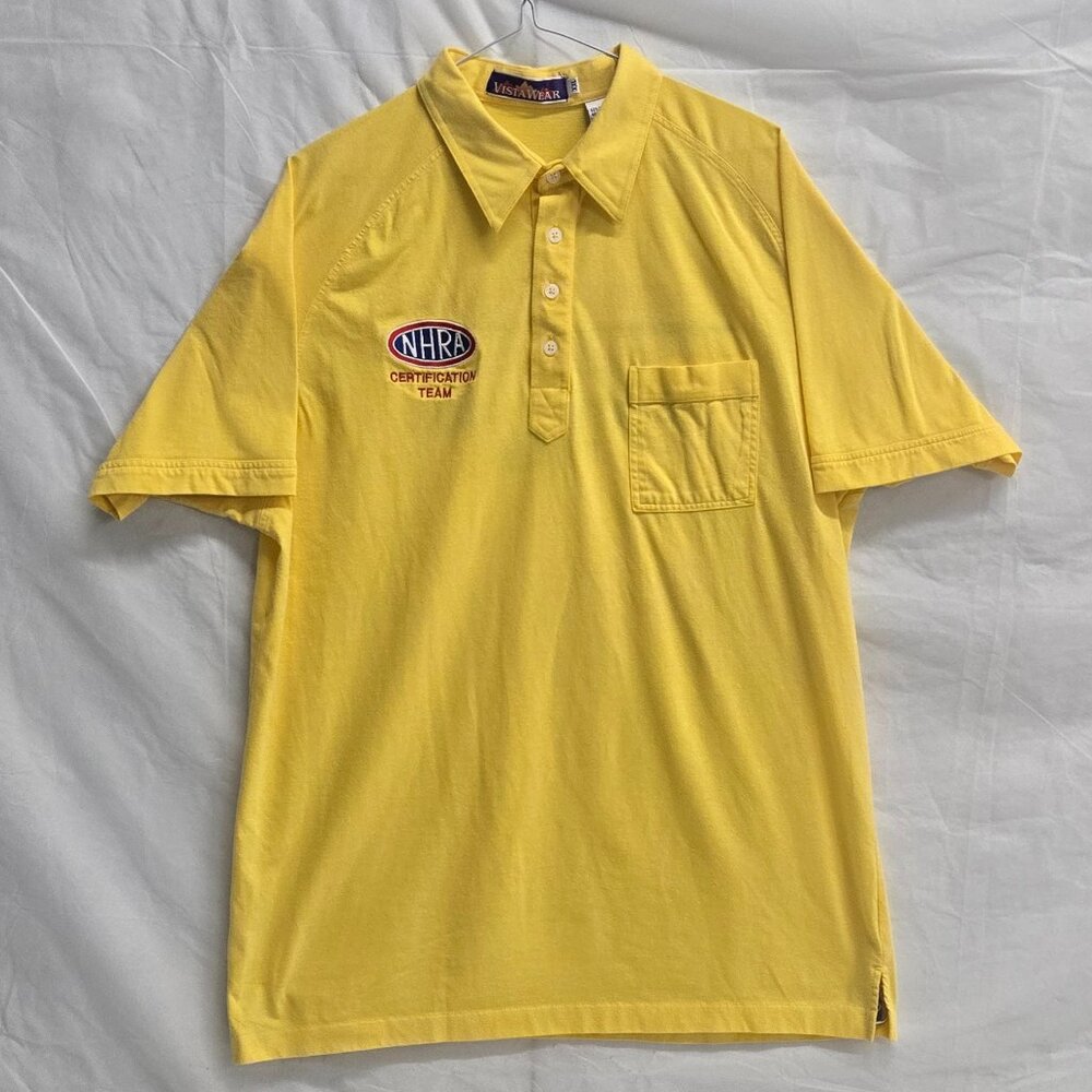 Vintage Winston NHRA Certification Team Polo Shirt Yellow Size XXL